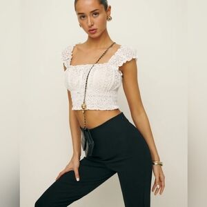 NWT- Reformation White Eyelet Crop Top